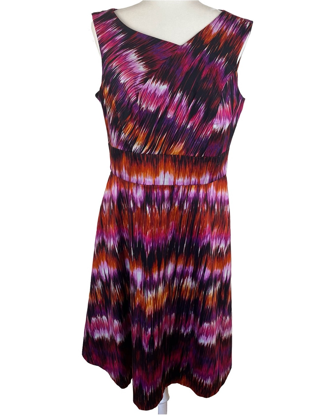 Calvin Klein Womens Color Burst Sleeveless Fit & Flare Dress Pockets Size 12